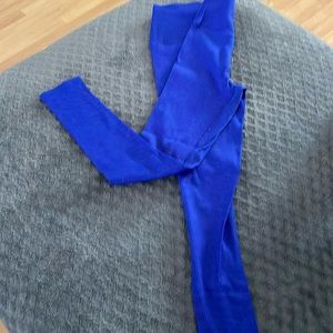 Blue, active leggings, Small